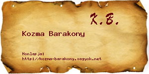 Kozma Barakony névjegykártya