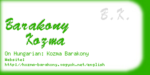 barakony kozma business card